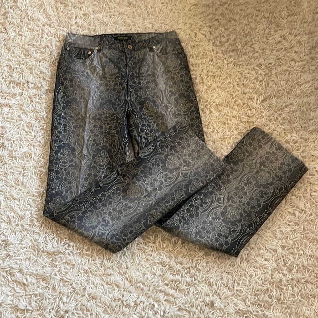 Roberto Cavalli Jeans Size Large Gold Jacquard Vintage Rare Made In Italy Nwot